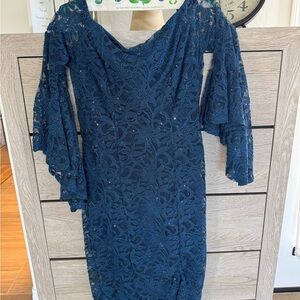 VENUS Navy Long Sleeve Lace Dress